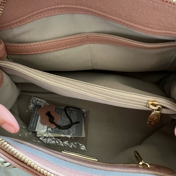 Genuine Leather Valentina Shoulder Cross-Body Bag - Pink and Tan - Picture 5 of 15